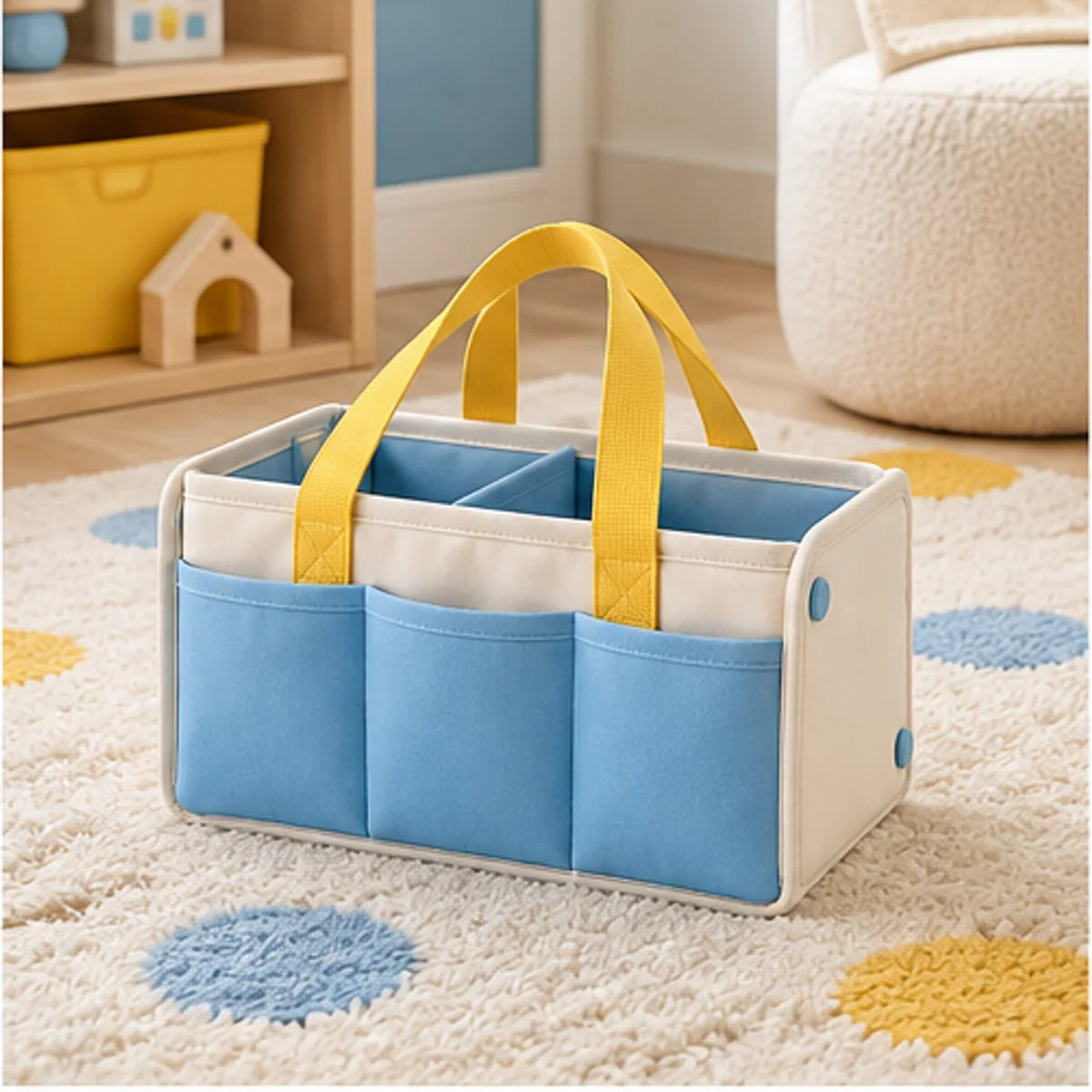 Fold-Flat Toy Carry Caddy — in use