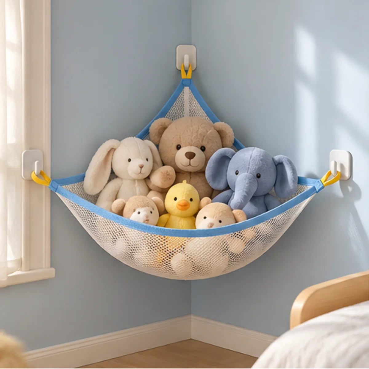 Stuffed Animal Corner Hammock — in use